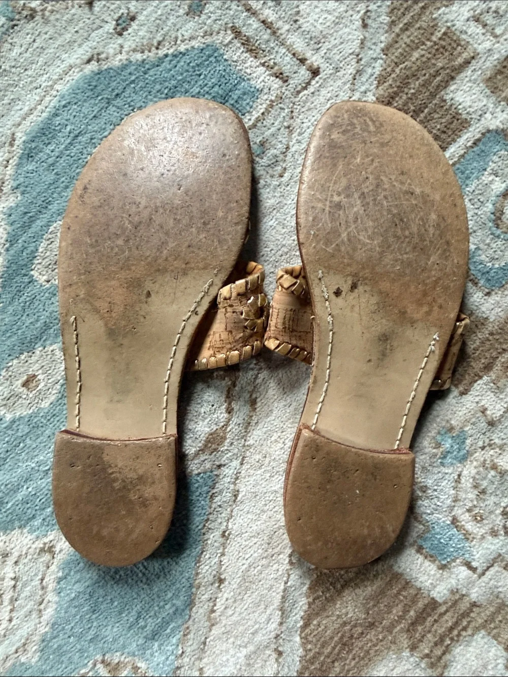Jack Rogers Brown Cork-Style Embellished Slide Sandals